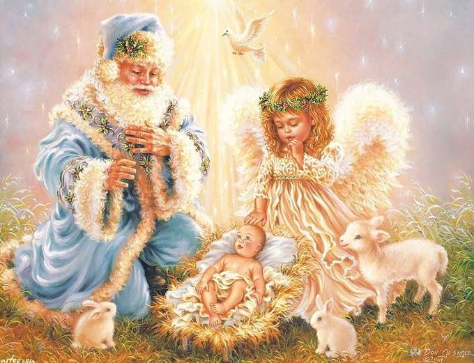 рождественская открытка с ангелом